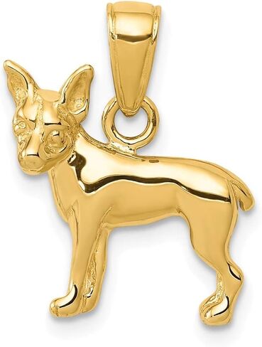 Solid 14k Yellow Gold Chihuahua Dog Pendant Charm - 18mm x 16mm in Saudi Arabia