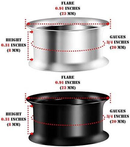 2 Pairs of Stainless Steel Black Anodized Double Flared Piercing Jewelry Ear Stretching Lobe Plugs Tunnel Earring in Kuwait