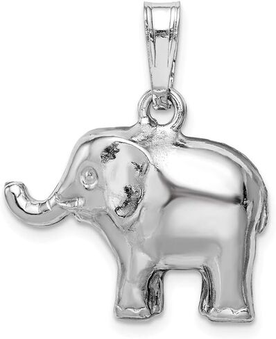 Solid 925 Sterling Silver Elephant Pendant Charm 27mm in Saudi Arabia