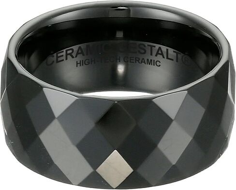 GESTALT COUTURE® 10MM Faceted Black Ceramic Ring. Comfort Fit. in Saudi Arabia
