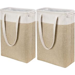 Collapsible Laundry Baskets Double Laundry Hampers Large Foldable Laundry Basket Organizer with Straps Beig Gray Cloth Laundry Hamper Patchcwork Laundry Sorter Dirty Clothes Basket,QY-SC22-2 in Saudi Arabia
