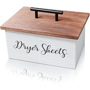 حامل أوراق المجفف، موزع أوراق مجفف المزرعة، صندوق حاوية أوراق مجفف الخشب مع غطاء، علبة أوراق مجفف ريفية، صندوق تخزين منعم الأقمشة لتنظيم ديكور غرفة الغسيل in Kuwait