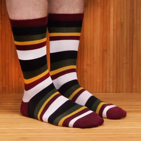 BambooMN Men's Rayon from Bamboo Fiber Stripe Socks in Kuwait
