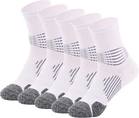 Kodal Copper Infused Fitness Socks No Smell Crew Tab Support Practice Quarter Socks Anti Slip Comfortable Cushion - 5 Pairs in Saudi Arabia