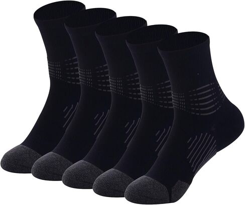 Kodal Copper Infused Fitness Socks No Smell Crew Tab Support Practice Quarter Socks Anti Slip Comfortable Cushion - 5 Pairs in Saudi Arabia