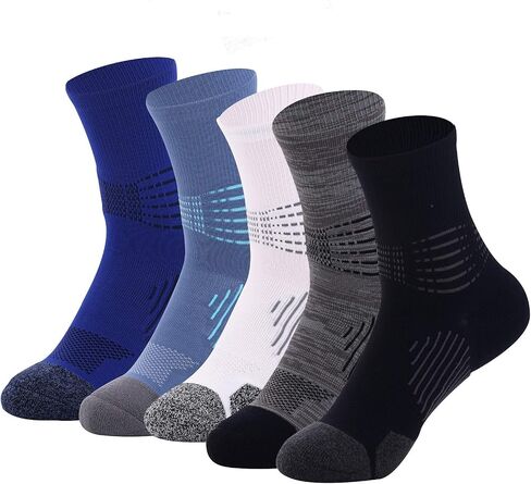 Kodal Copper Infused Fitness Socks No Smell Crew Tab Support Practice Quarter Socks Anti Slip Comfortable Cushion - 5 Pairs in Saudi Arabia