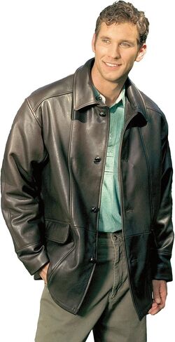 REED Men's Premium Four Button Car Coat Leather Jacket Made in USA in Kuwait