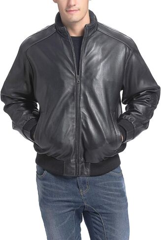 BGSD Men City Lambskin Leather Bomber Jacket (Regular and Big & Tall) in Kuwait