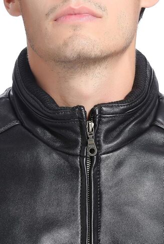 BGSD Men City Lambskin Leather Bomber Jacket (Regular and Big & Tall) in Kuwait