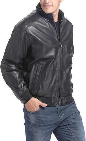 BGSD Men City Lambskin Leather Bomber Jacket (Regular and Big & Tall) in Kuwait