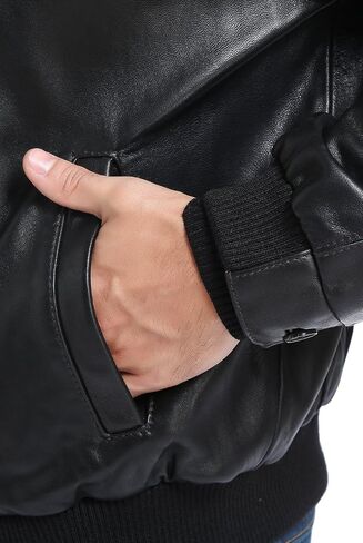 BGSD Men City Lambskin Leather Bomber Jacket (Regular and Big & Tall) in Kuwait