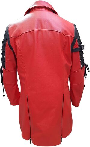 Mens REAL Brown Leather Goth Matrix Trench Coat Steampunk Gothic in Kuwait