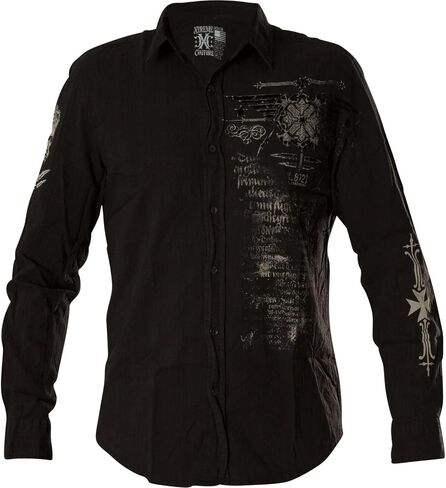 Xtreme Couture by Affliction Men's Button Down Shirt Connect Black Biker in Saudi Arabia