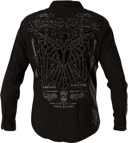 Xtreme Couture by Affliction Men's Button Down Shirt Connect Black Biker in Saudi Arabia