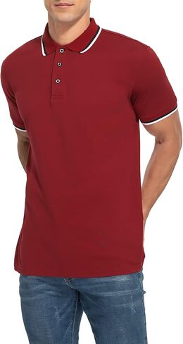 قمصان بولو رجالي من NITAGUT بأكمام قصيرة صيفية من القطن بمقاس كلاسيكي، تي شيرت بولو بتصميم أساسي كاجوال، قمصان جولف من الجيرسيه in Kuwait