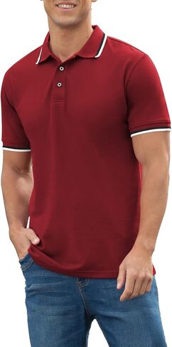 قمصان بولو رجالي من NITAGUT بأكمام قصيرة صيفية من القطن بمقاس كلاسيكي، تي شيرت بولو بتصميم أساسي كاجوال، قمصان جولف من الجيرسيه in Kuwait
