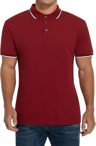 قمصان بولو رجالي من NITAGUT بأكمام قصيرة صيفية من القطن بمقاس كلاسيكي، تي شيرت بولو بتصميم أساسي كاجوال، قمصان جولف من الجيرسيه in Kuwait