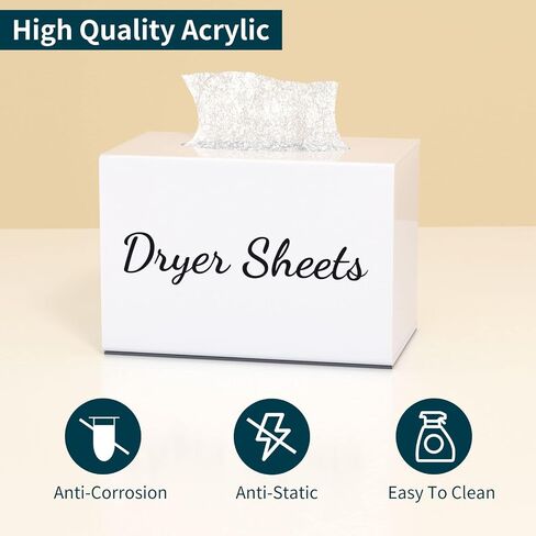 Farmhouse Dryer Sheet Holder, Carmanon Acrylic Dryer Sheet Dispenser Magnetic Laundry Fabric Softener Sheets Holder, Dryer Sheet Container Storage Box with Lid for Laundry Room Decor & Organization in Saudi Arabia