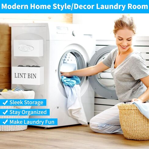 Farmhouse Dryer Sheet Holder, Carmanon Acrylic Dryer Sheet Dispenser Magnetic Laundry Fabric Softener Sheets Holder, Dryer Sheet Container Storage Box with Lid for Laundry Room Decor & Organization in Saudi Arabia