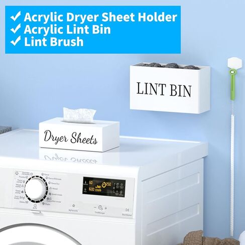 Farmhouse Dryer Sheet Holder, Carmanon Acrylic Dryer Sheet Dispenser Magnetic Laundry Fabric Softener Sheets Holder, Dryer Sheet Container Storage Box with Lid for Laundry Room Decor & Organization in Saudi Arabia
