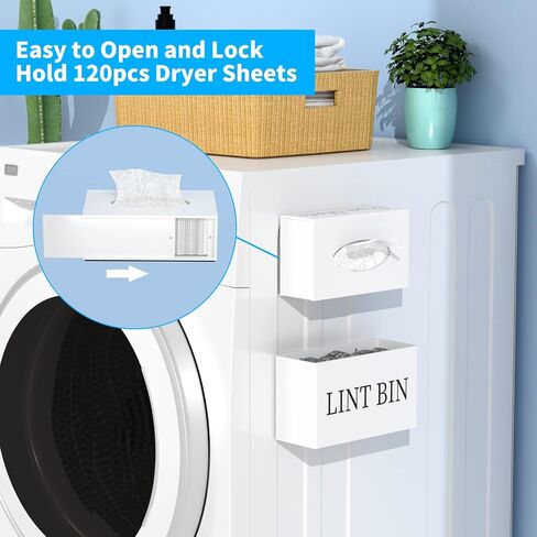 Farmhouse Dryer Sheet Holder, Carmanon Acrylic Dryer Sheet Dispenser Magnetic Laundry Fabric Softener Sheets Holder, Dryer Sheet Container Storage Box with Lid for Laundry Room Decor & Organization in Saudi Arabia