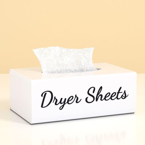 Farmhouse Dryer Sheet Holder, Carmanon Acrylic Dryer Sheet Dispenser Magnetic Laundry Fabric Softener Sheets Holder, Dryer Sheet Container Storage Box with Lid for Laundry Room Decor & Organization in Kuwait