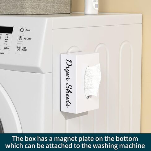 Farmhouse Dryer Sheet Holder, Carmanon Acrylic Dryer Sheet Dispenser Magnetic Laundry Fabric Softener Sheets Holder, Dryer Sheet Container Storage Box with Lid for Laundry Room Decor & Organization in Kuwait