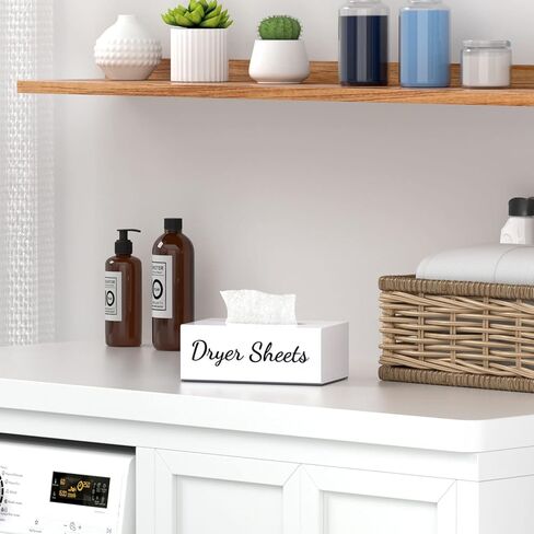 Farmhouse Dryer Sheet Holder, Carmanon Acrylic Dryer Sheet Dispenser Magnetic Laundry Fabric Softener Sheets Holder, Dryer Sheet Container Storage Box with Lid for Laundry Room Decor & Organization in Kuwait