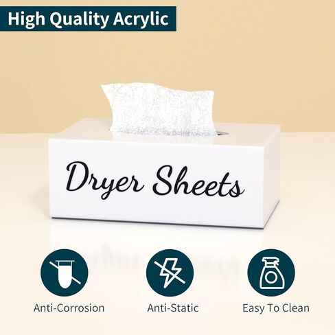 Farmhouse Dryer Sheet Holder, Carmanon Acrylic Dryer Sheet Dispenser Magnetic Laundry Fabric Softener Sheets Holder, Dryer Sheet Container Storage Box with Lid for Laundry Room Decor & Organization in Kuwait