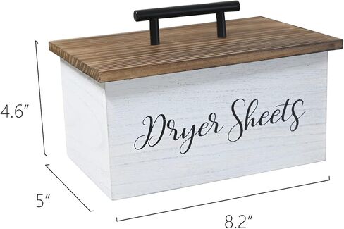 حامل أوراق المجفف، موزع أوراق مجفف المزرعة، صندوق حاوية أوراق مجفف الخشب مع غطاء، علبة أوراق مجفف ريفية، صندوق تخزين منعم الأقمشة لتنظيم ديكور غرفة الغسيل in Kuwait