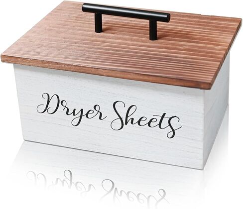 حامل أوراق المجفف، موزع أوراق مجفف المزرعة، صندوق حاوية أوراق مجفف الخشب مع غطاء، علبة أوراق مجفف ريفية، صندوق تخزين منعم الأقمشة لتنظيم ديكور غرفة الغسيل in Kuwait