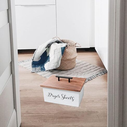 حامل أوراق المجفف، موزع أوراق مجفف المزرعة، صندوق حاوية أوراق مجفف الخشب مع غطاء، علبة أوراق مجفف ريفية، صندوق تخزين منعم الأقمشة لتنظيم ديكور غرفة الغسيل in Kuwait