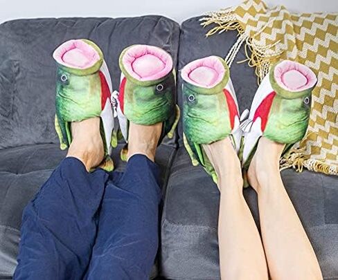 Plush Bass Slippers- Unisex Indoor Shoe, with No Slip Design. Warm and Comfortable Fit for Men, Women & Kids Funny Gift in Saudi Arabia