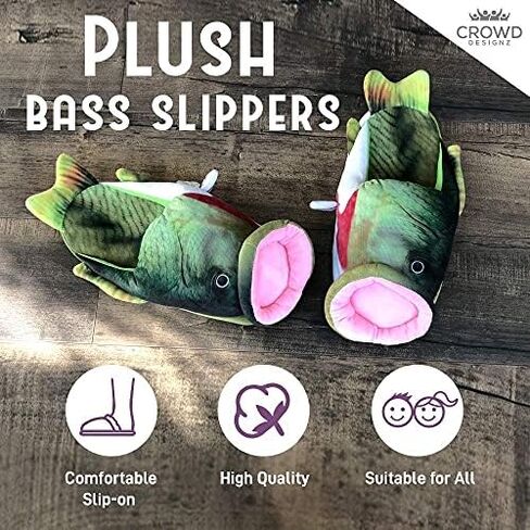Plush Bass Slippers- Unisex Indoor Shoe, with No Slip Design. Warm and Comfortable Fit for Men, Women & Kids Funny Gift in Saudi Arabia