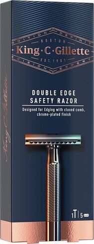 King C. Gillette Double Edge Safety Razor for Men, 5 Platinum Coated Double Edge Razor Blades, Gifts for Men in Kuwait