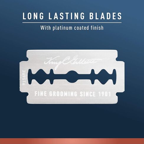 King C. Gillette Double Edge Safety Razor for Men, 5 Platinum Coated Double Edge Razor Blades, Gifts for Men in Kuwait