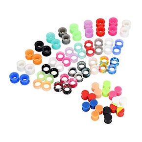 Qmcandy 12-38 Pairs Silicone Ear Tunnels Plugs Colorful Soft Flexible Hollow Saddle Silicone Gauges Ear Piercing Jewelry 2g-1 inch in Saudi Arabia
