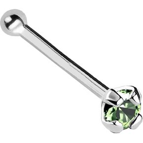 22G Solid 14Kt Gold Nose Bone Stud with Prong Set real Alexandrite Gemstone, 14kt Yellow Gold or 14kt White Gold - June Birthstone Nose Ring in Kuwait