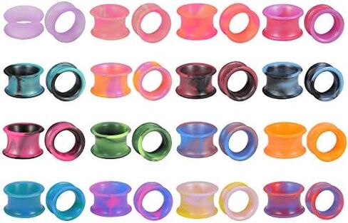 ZS 16 Pairs سدادات الأذن الأنفاق سيليكون مرنة رقيقة Guages ​​أقراط مزدوجة متوهج المتوسع مقاييس الأذن ثقب in Kuwait