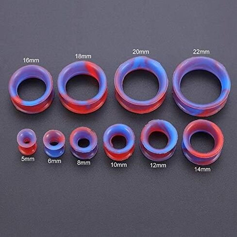 ZS 16 Pairs سدادات الأذن الأنفاق سيليكون مرنة رقيقة Guages ​​أقراط مزدوجة متوهج المتوسع مقاييس الأذن ثقب in Kuwait