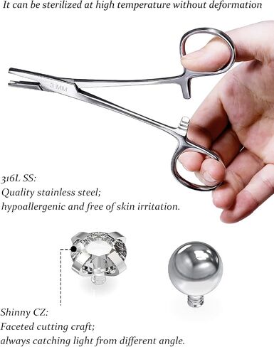 Vsnnsns 9 Style 316L Surgical Stainless Steel Body Piercing Tools Kit Piercing Clamps Forceps for Nose Rings Septum Piercing Lip Navel Tongue Belly Rings Eyebrow Piercing Ear Piercing Jewelry Tools in Saudi Arabia