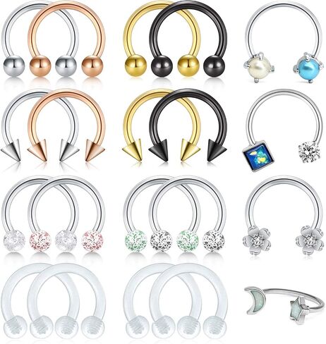 Mayhoop 16G Surgical Steel Horseshoe Nose Septum Rings Piercing Jewelry Cartilage Helix Tragus Earring Hoop Lip Horseshoe Piercing Retainer for Women Men 8mm 10mm in Kuwait