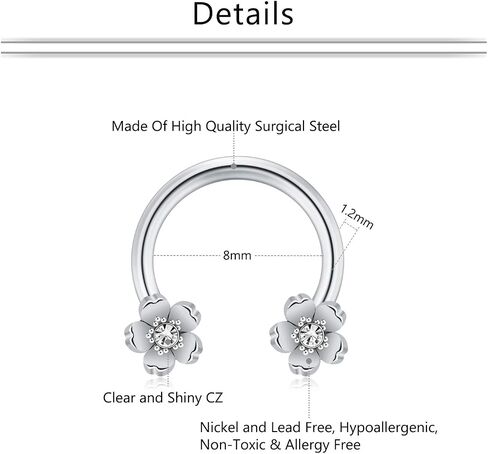 Mayhoop 16G Surgical Steel Horseshoe Nose Septum Rings Piercing Jewelry Cartilage Helix Tragus Earring Hoop Lip Horseshoe Piercing Retainer for Women Men 8mm 10mm in Kuwait