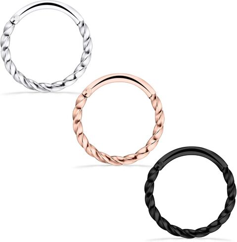 SCERRING 2-4PCS 16G الفولاذ المقاوم للصدأ متمحور الفرس الجزء الحاجز الأنف الشفاه الدائري هوب الغضروف الزنمة النائم أقراط هيئة ثقب المجوهرات مضفر 10 مم in Kuwait