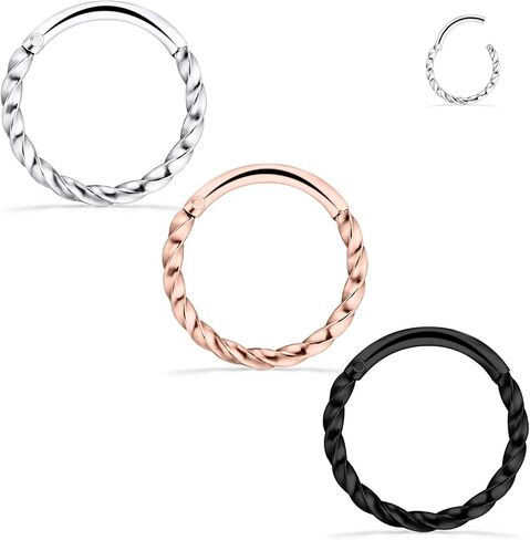 SCERRING 2-4PCS 16G الفولاذ المقاوم للصدأ متمحور الفرس الجزء الحاجز الأنف الشفاه الدائري هوب الغضروف الزنمة النائم أقراط هيئة ثقب المجوهرات مضفر 10 مم in Kuwait