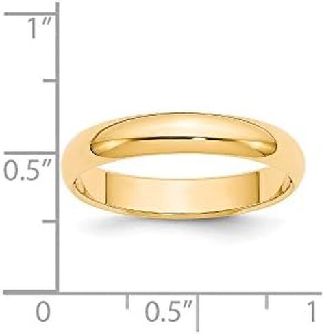 Solid 14k Yellow Gold 4mm Plain Classic Dome Wedding Band Ring in Saudi Arabia