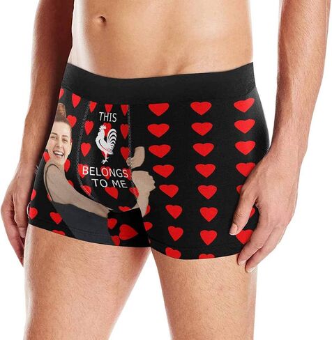 Custom Face Shorts Underpants Briefs with Photo Personalized Face Underwear This Cock Belongs to Me Red Hearts (XS-3XL) in Kuwait