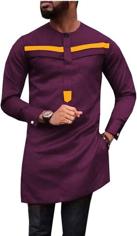 African Men Shirt Plus Size Dashiki Tops Ankara Blouse Long Sleeve Outwear Tribal Dress Shirts in Saudi Arabia