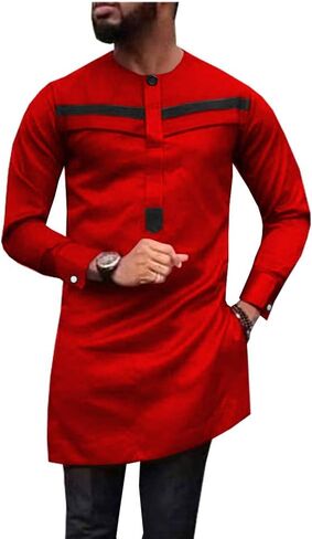 African Men Shirt Plus Size Dashiki Tops Ankara Blouse Long Sleeve Outwear Tribal Dress Shirts in Saudi Arabia