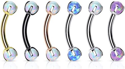 Claw Set Opals on Internally Threaded 316L Surgical Steel Eyebrow Barbells in Saudi Arabia
